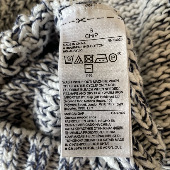 GAP raglan cable knit sweater navy/white - Picture 10 of 13